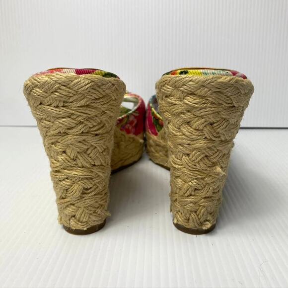 Womens Jessica Simpson Gains Platform Espadrille Wedges Floral Peep Toe Pink 8.5 - Picture 6 of 8